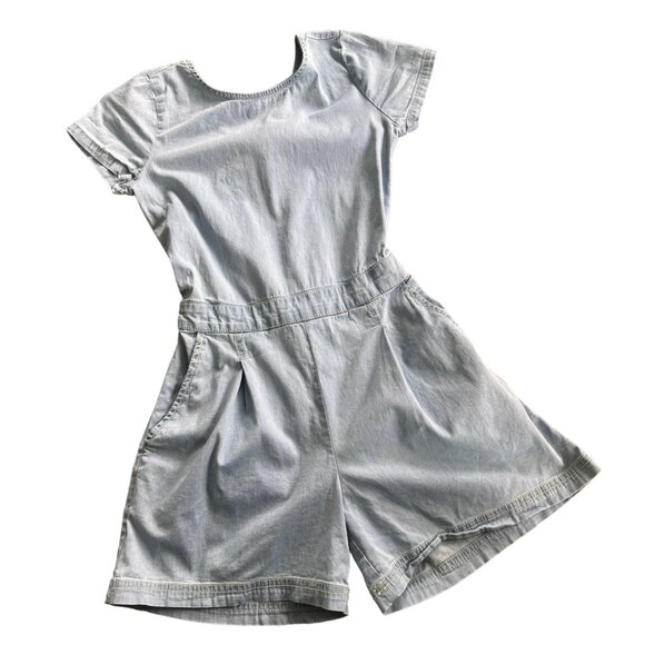 Mayoral Light Wash Denim Romper With Cutout Back 140 - Picture 1 of 6